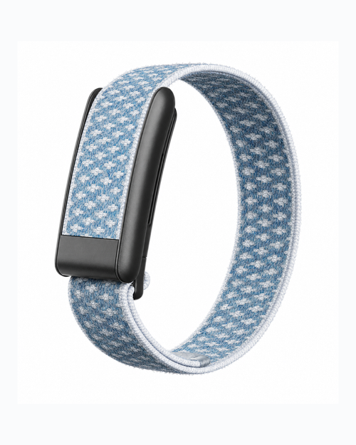 CloudKnit Blue Mist replacement strap in a loop display on a white background