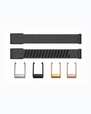 SuperKnit Anchor Grey strap shown flat with silver, black, gold and rose gold connector options
