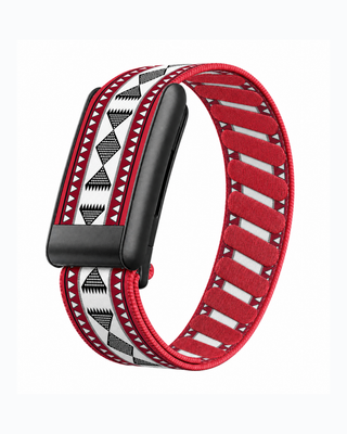 SuperKnit Red Geo replacement strap in a loop display on a white background
