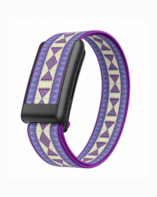 SuperKnit Violet Geo replacement strap in a loop display on a white background